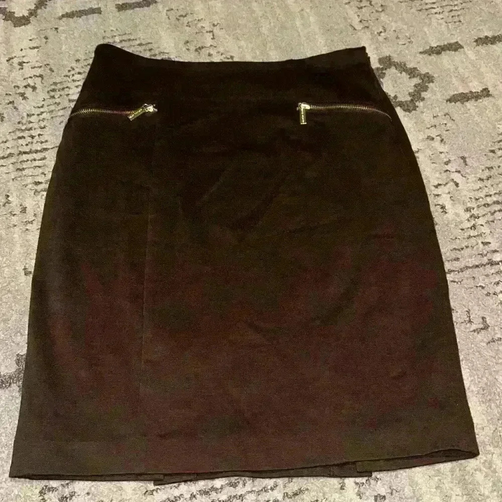 Michael Kors Skirt Dark Brown Gold Zipper size‎ 8
